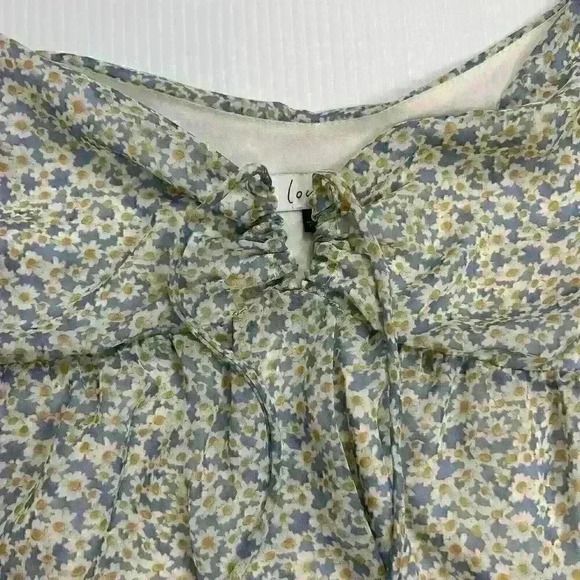 Louna Womens Size Medium Blue Daisy Polyester Blouse Rayon Lining Cottagecore - Picture 10 of 14